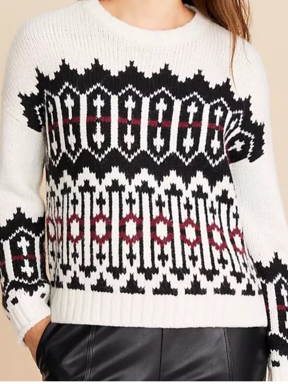 LOFT Lou & Grey  FAIR ISLE heavyweight crewneck sweater Size Medium NWOT